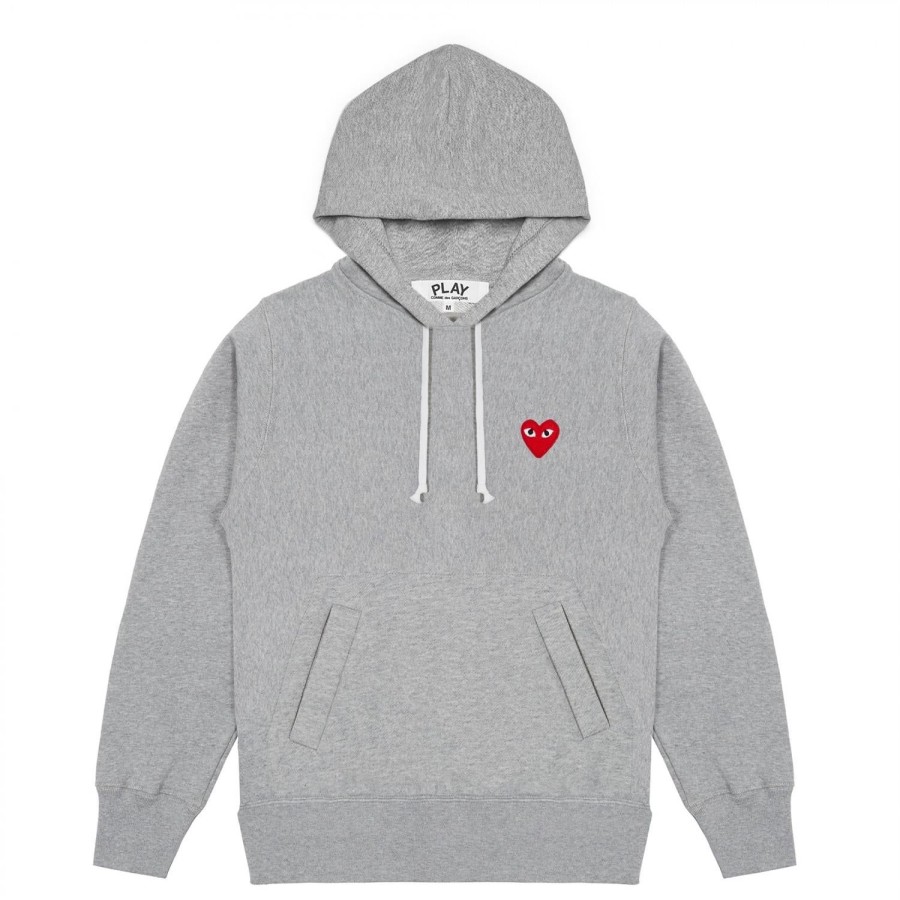 Herre Comme des Garcons Play | Comme Des Garcons Play Men'S Hooded Sweatshirt Genser- Gra