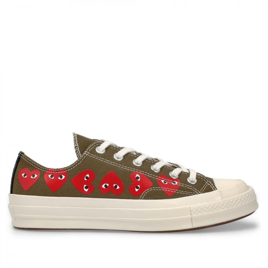 Dame Comme des Garcons Play x Converse | Comme Des Garcons Play X Converse Cdg Multi Low Top Khaki Sko Gronn