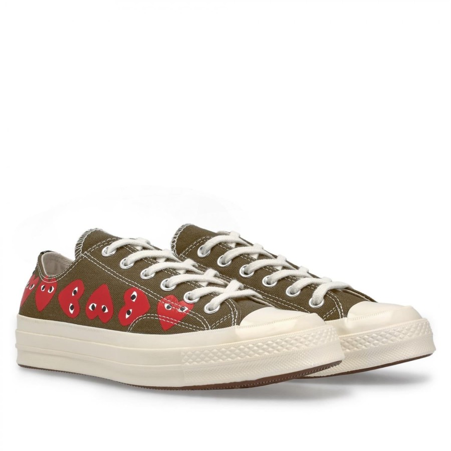 Dame Comme des Garcons Play x Converse | Comme Des Garcons Play X Converse Cdg Multi Low Top Khaki Sko Gronn