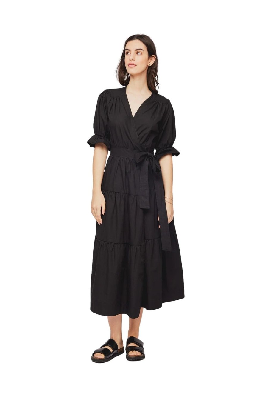 Dame Once Untold | Once Untold Jamie Midi Wrap Dress Kjole Sort