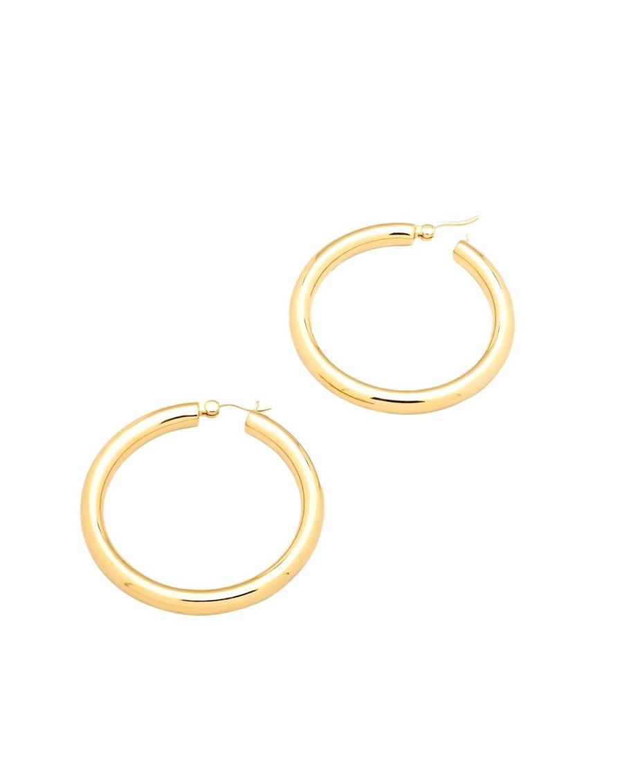 Smykker Tom Wood Jewellery | Tom Wood Jewellery Classic Hoop Thick Xl Gold Oredobber Gull