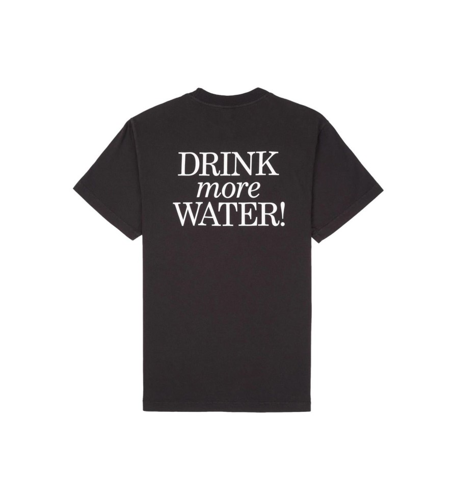 Dame Sporty u0026 Rich | Sporty & Rich New Drink More Water T-Shirt T-Shirt Vasket Sort