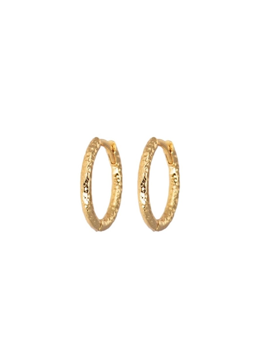 Smykker Emilia by Bon Dep | Emilia By Bon Dep Medium Hammered Gold Hoops Oredobber Gull