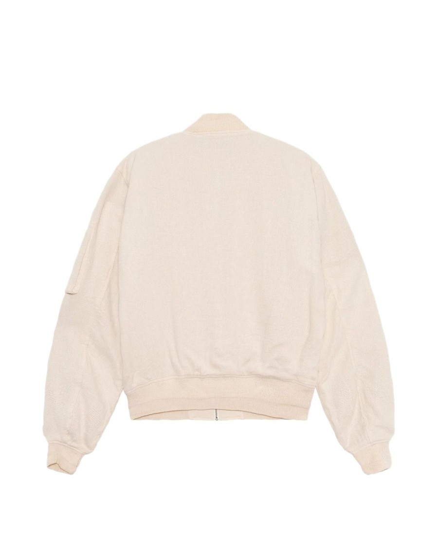 Herre Stussy | Stussy Linen Beach Bomber Jakke Lys Beige