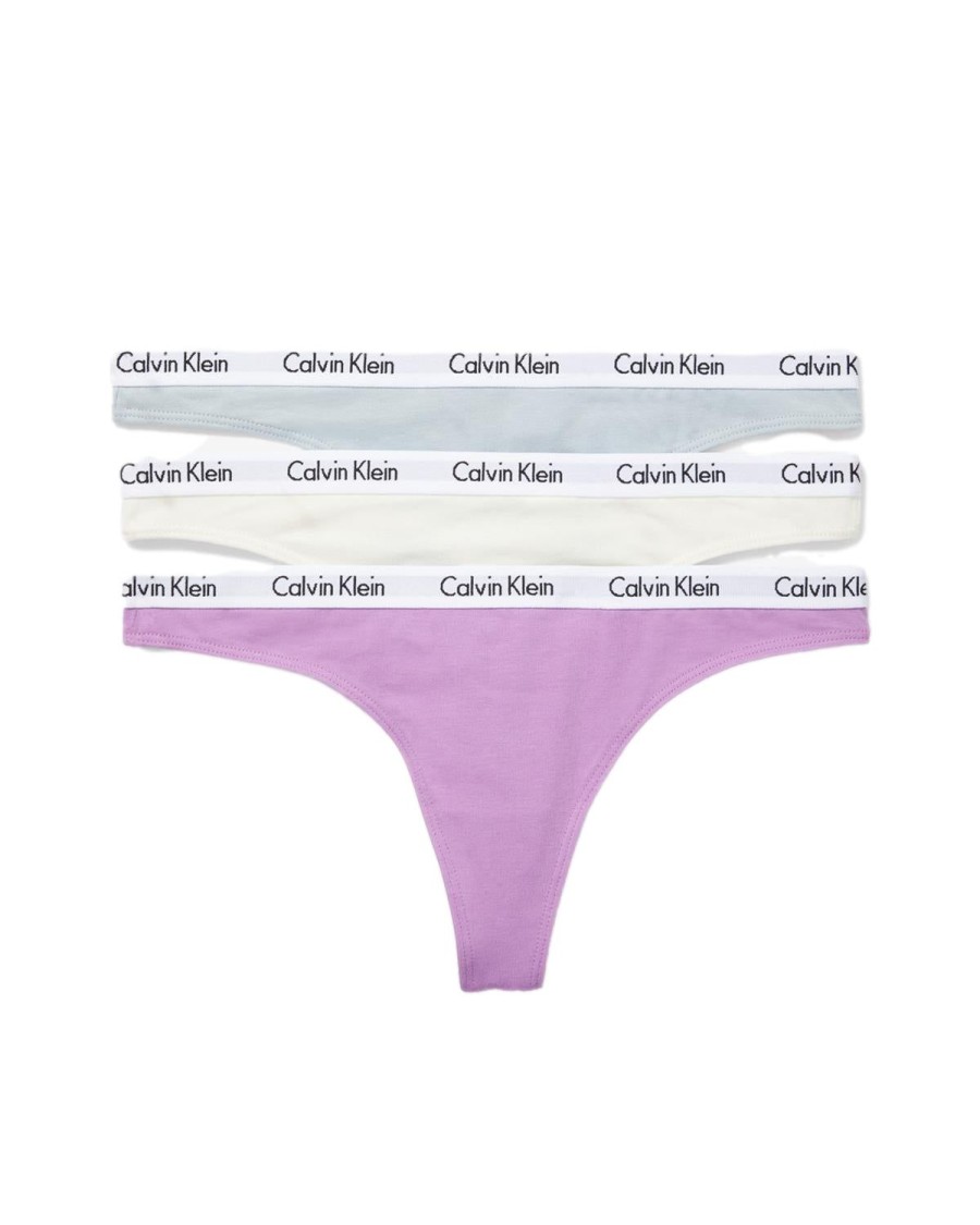 Dame Calvin Klein Underwear | Calvin Klein Underwear Thong 3Pk Undertoy Hvit Og Lilla