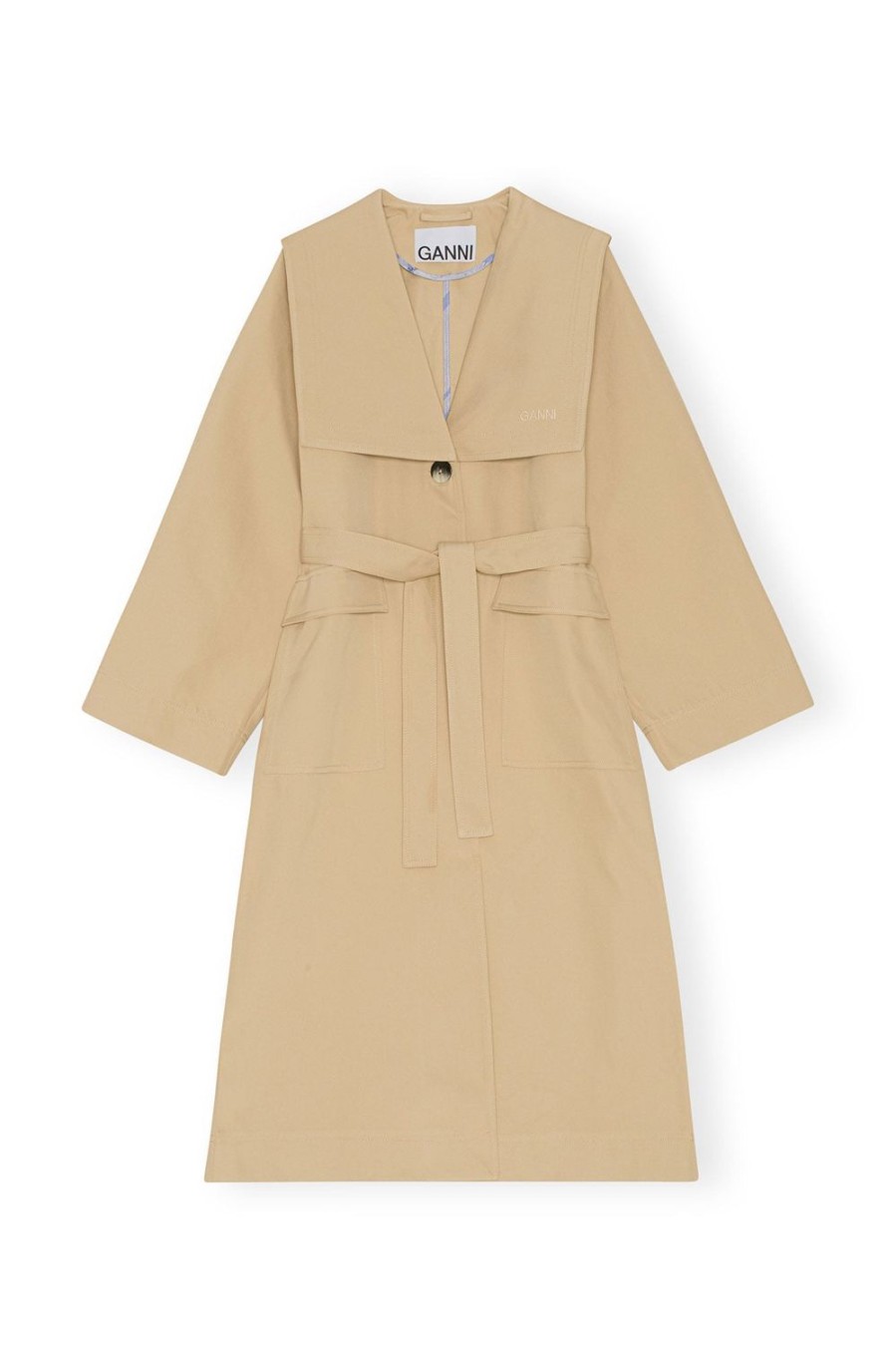 Dame Ganni | Ganni Heavy Twill Oversized Trench Coat Jakke Beige