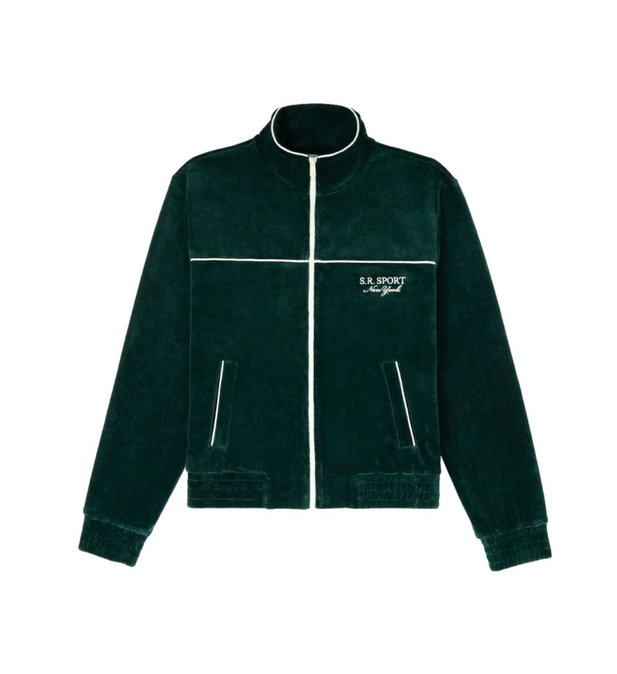 Dame Sporty u0026 Rich | Sporty & Rich Sr Sport Velour Track Jacket Jakke Morkegronn