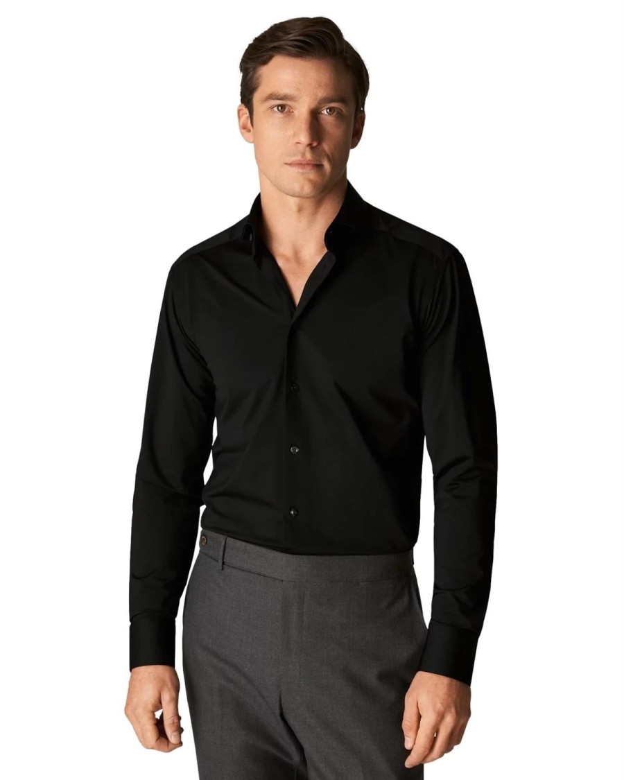 Herre Eton | Eton Black Four-Way Stretch Shirt Skjorte Sort