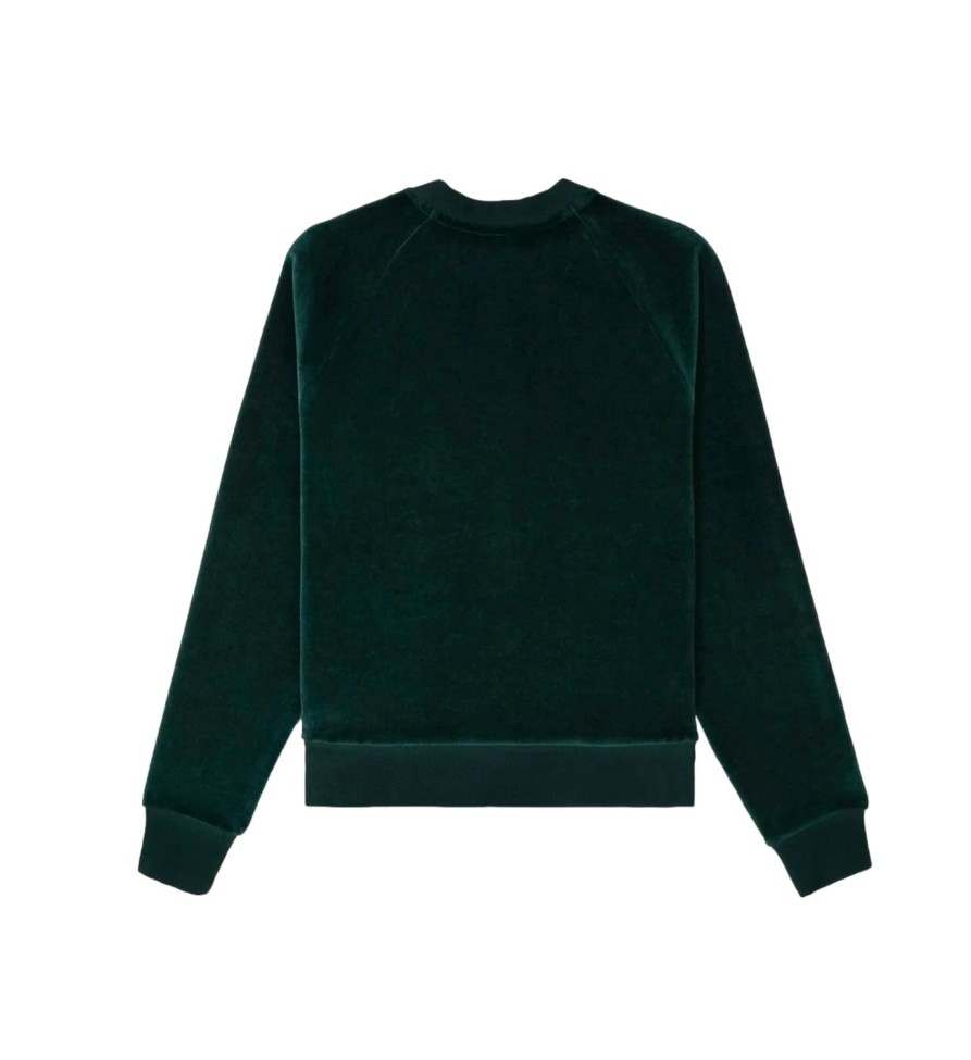 Dame Sporty u0026 Rich | Sporty & Rich Sr Sport Velour Crewneck Genser- Morkegronn