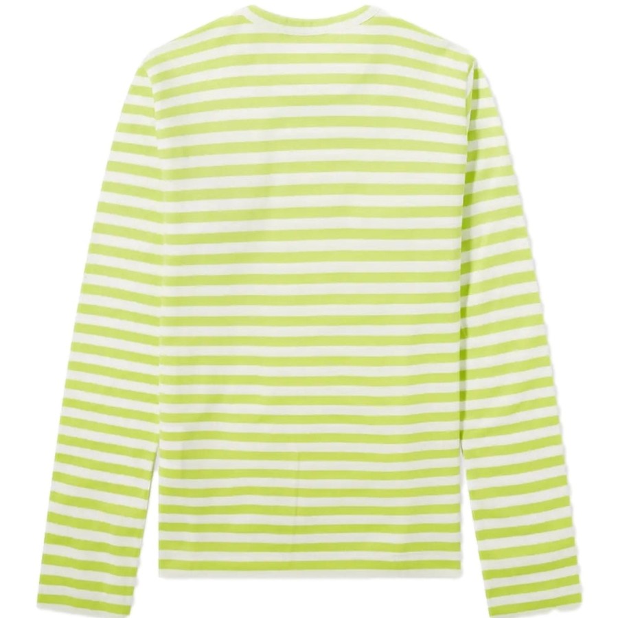 Dame Comme des Garcons Play | Comme Des Garcons Play Ladies Ls Striped Grn X Wht Genser. Lysegronn