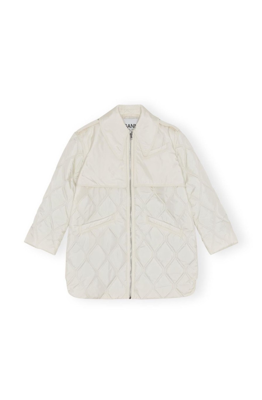 Dame Ganni | Ganni Recycled Ripstop Quilt Jacket Jakke Off-White