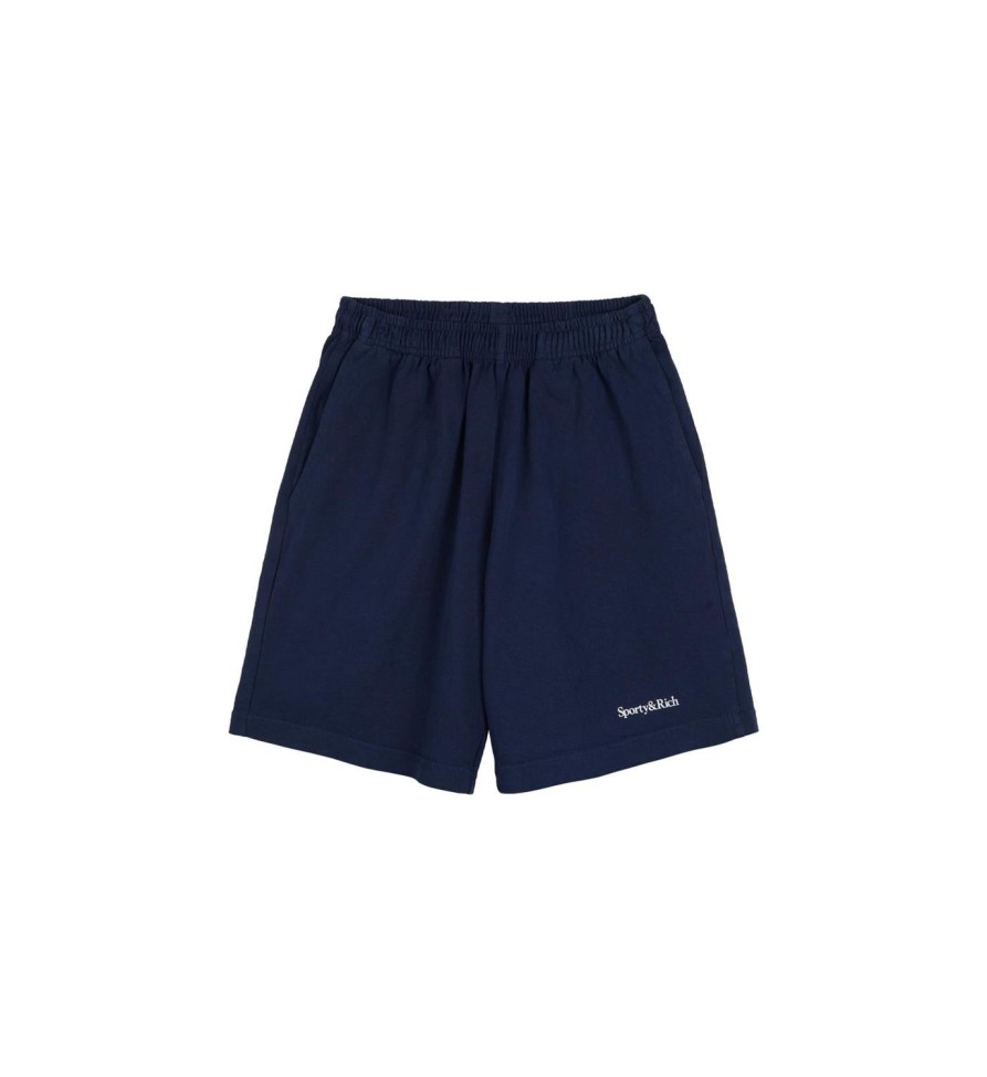 Dame Sporty u0026 Rich | Sporty & Rich Serif Gym Shorts Shorts Navy