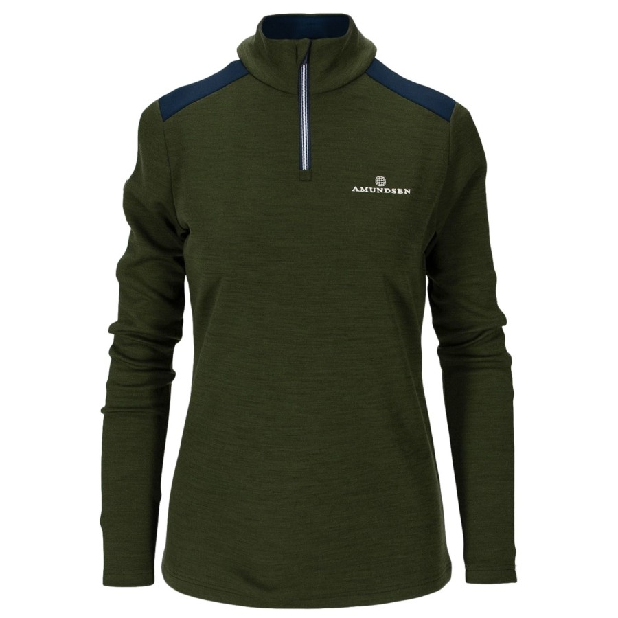 Dame Amundsen | Amundsen 5Mila Half Zip Womens Genser Flaskegronn