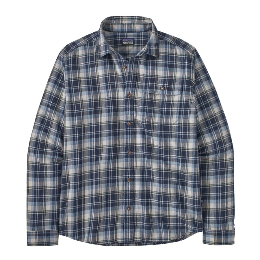 Herre Patagonia | Patagonia M L/S Fjord Flannel Shirt Skjorte Navy Ruter