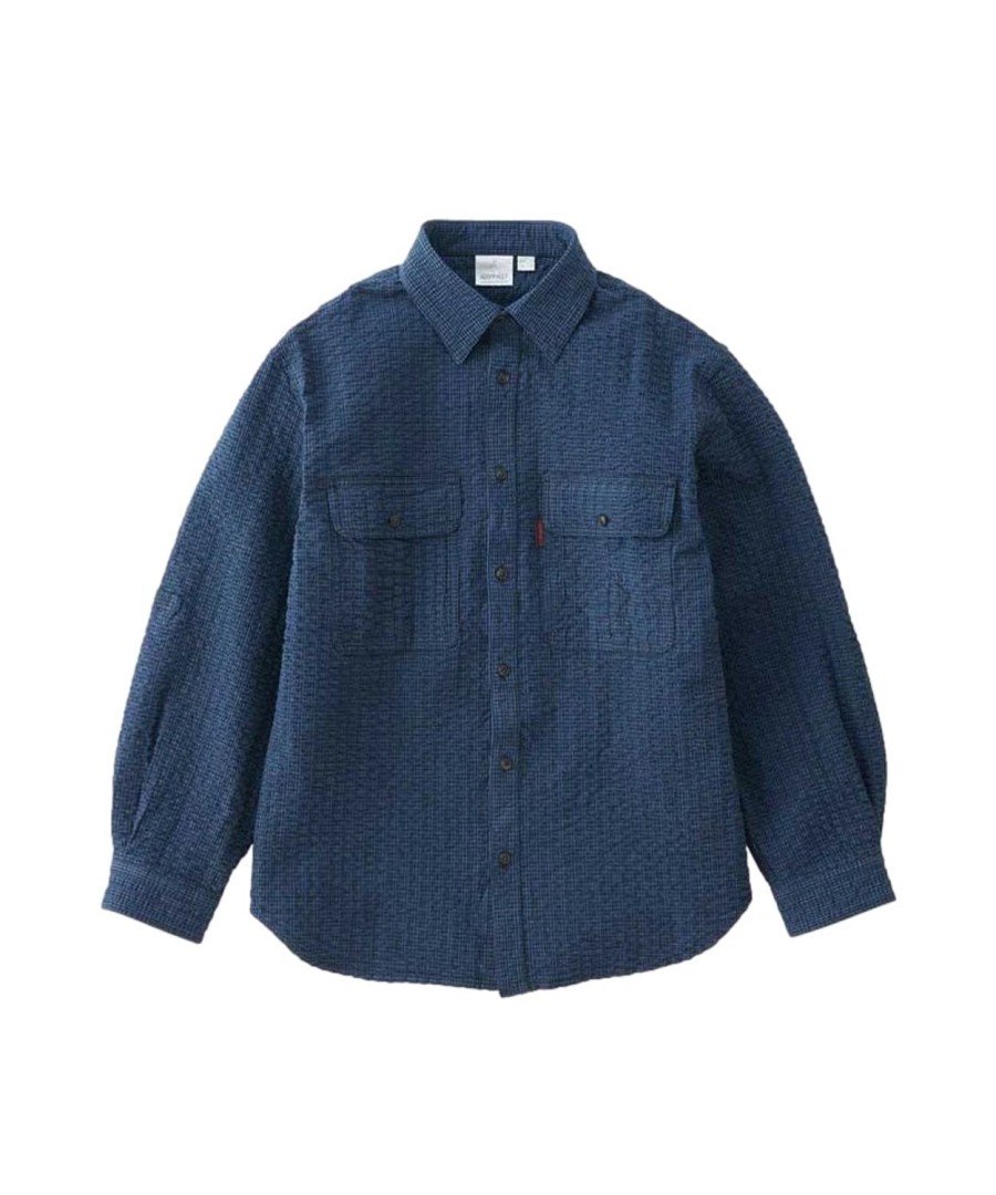 Herre Gramicci | Gramicci O.G Seersucker Canyon Shirt Overshirt Bla Monstret