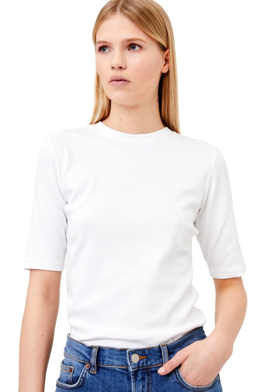 Dame Julie Josephine | Julie Josephine Half Sleeve Roundneck Rib Tee T-Shirt Hvit