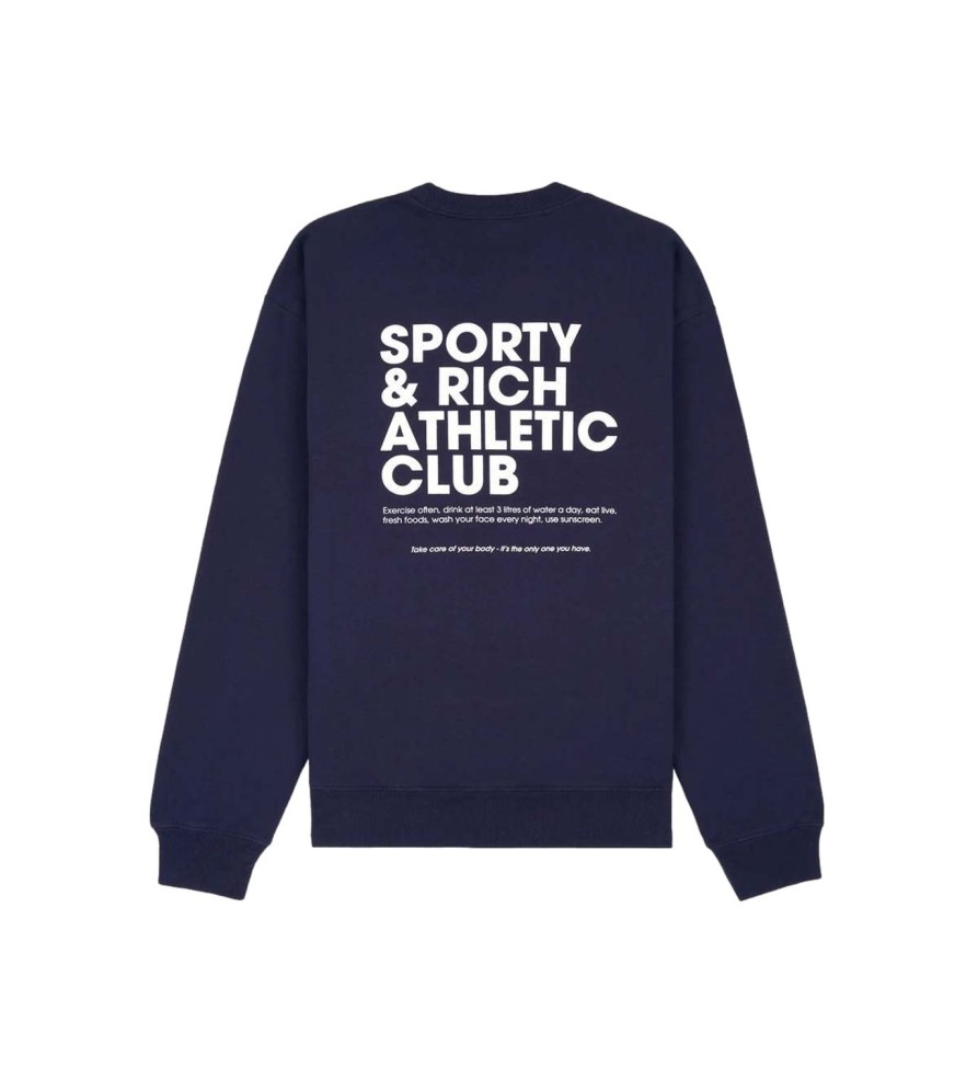 Dame Sporty u0026 Rich | Sporty & Rich Exercise Often Crewneck Genser- Navy