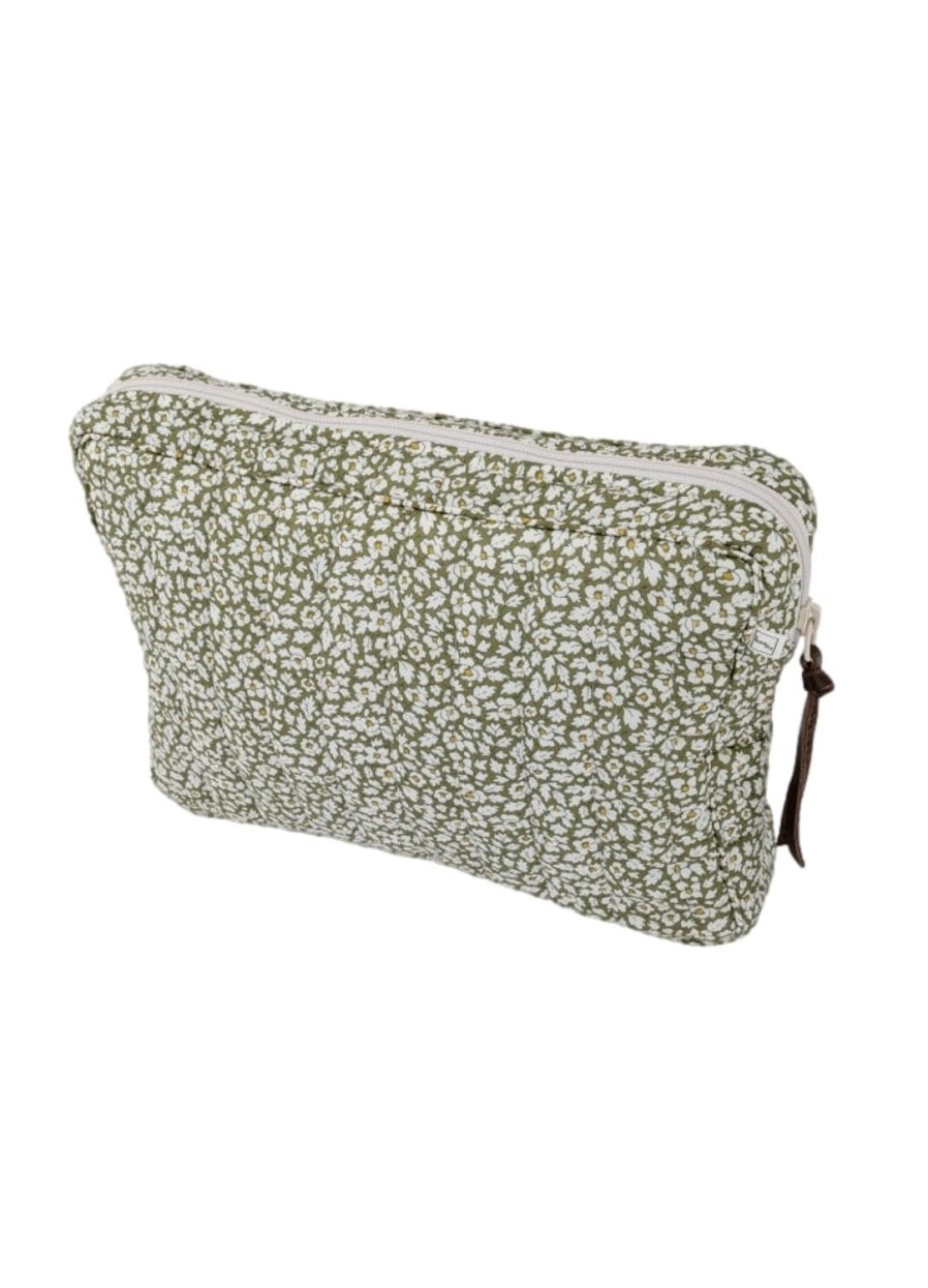 Smykker Bon Dep | Bon Dep Pouch Big Mw Liberty Feather Toalettmappe Hvit Og Gronn