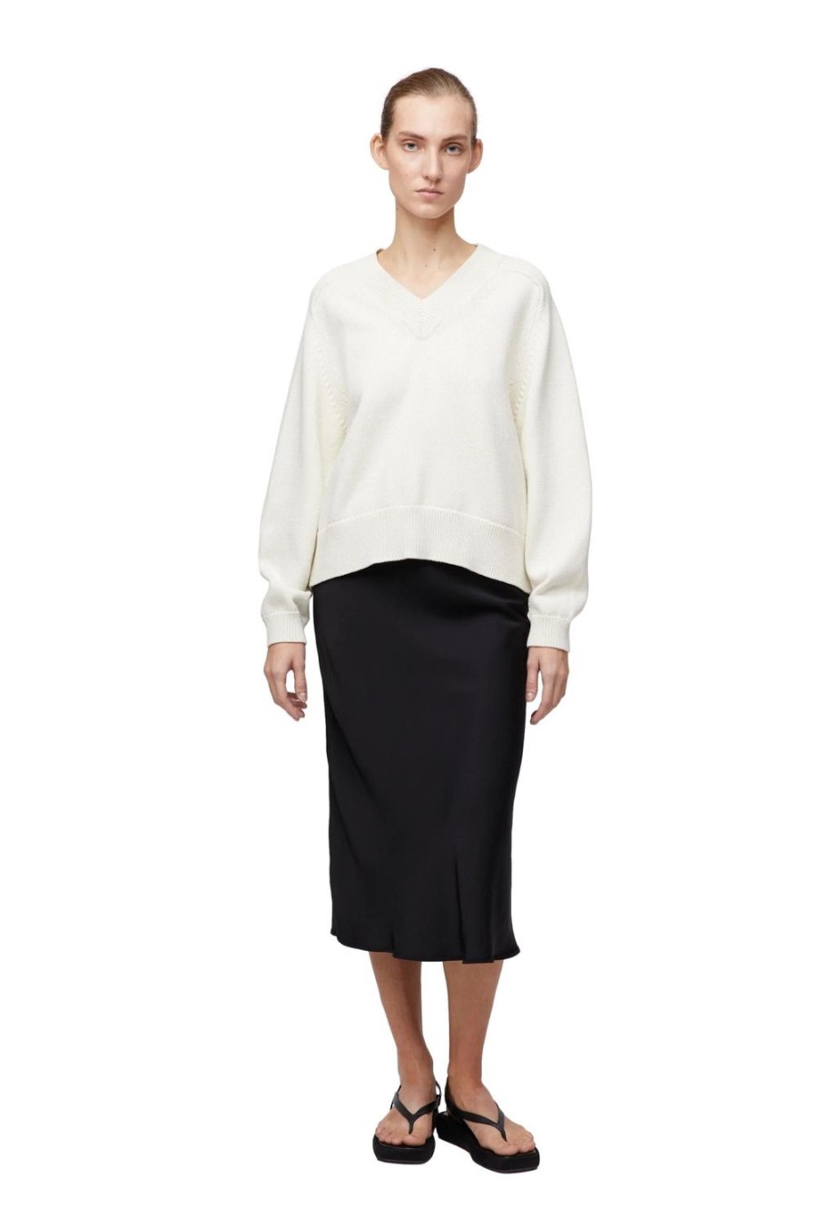 Dame FWSS | Fwss Bayside V-Neck Sweater Genser- Ecru