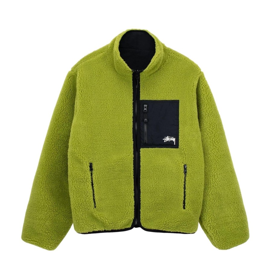 Herre Stussy | Stussy Sherpa Reversible Jacket Jakke Gronn