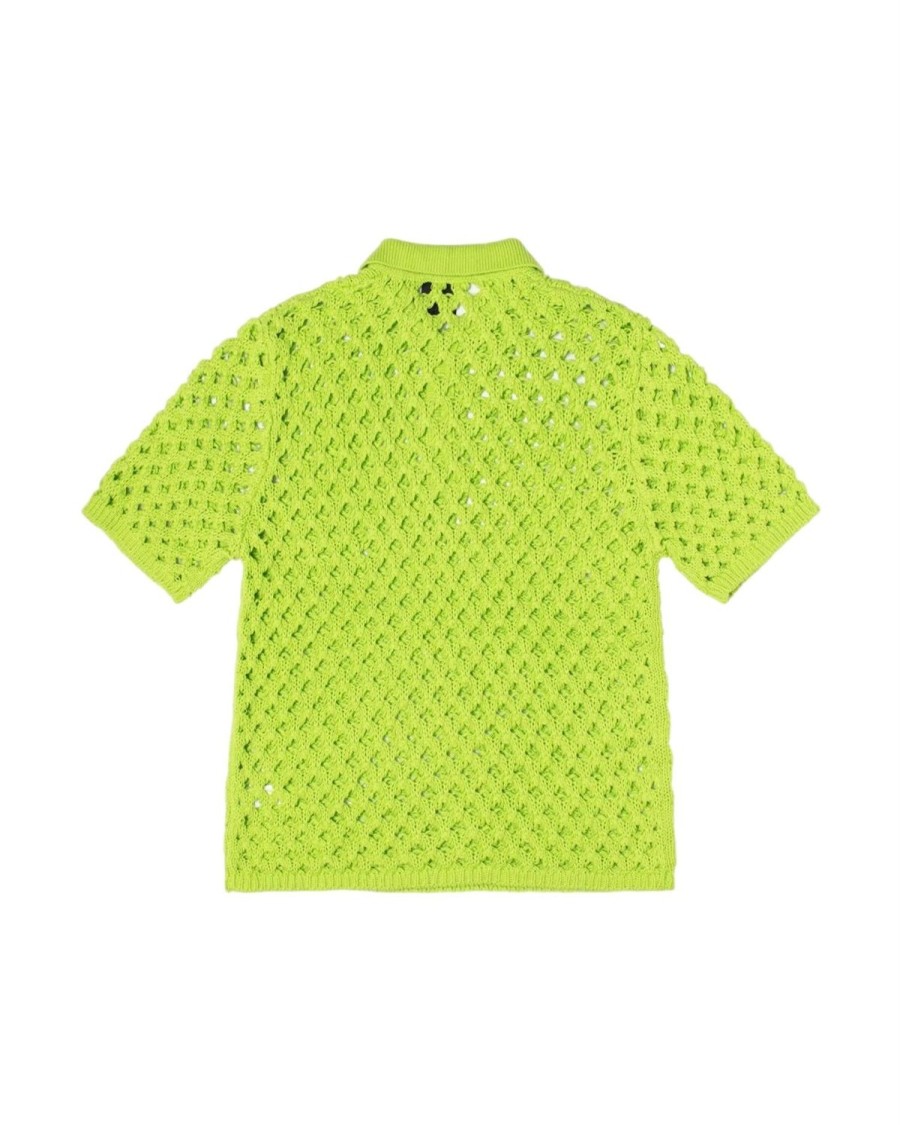 Herre Stussy | Stussy Big Mesh Polo Sweater T-Shirt Limegronn