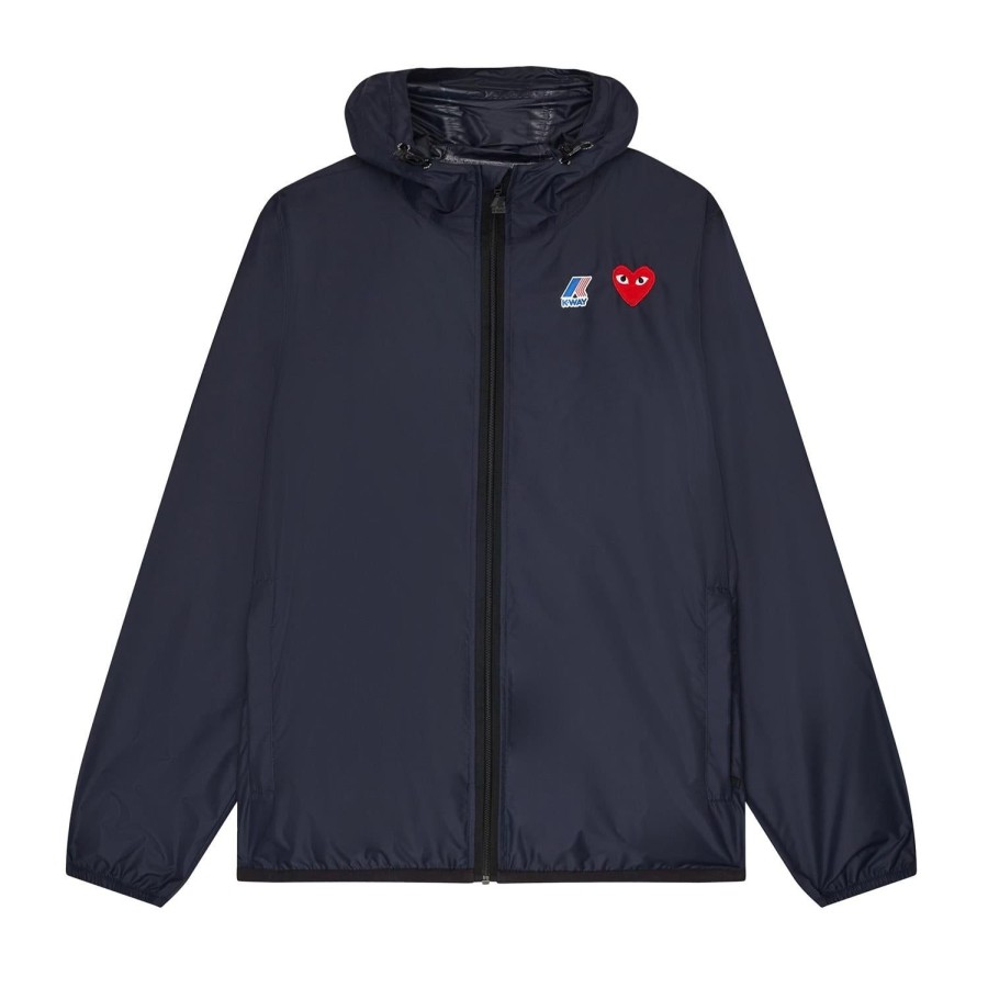 Dame Comme des Garcons Play | Comme Des Garcons Play K-Way Hoodie Full Zip Jakke Navy