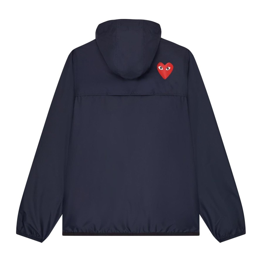 Dame Comme des Garcons Play | Comme Des Garcons Play K-Way Hoodie Full Zip Jakke Navy