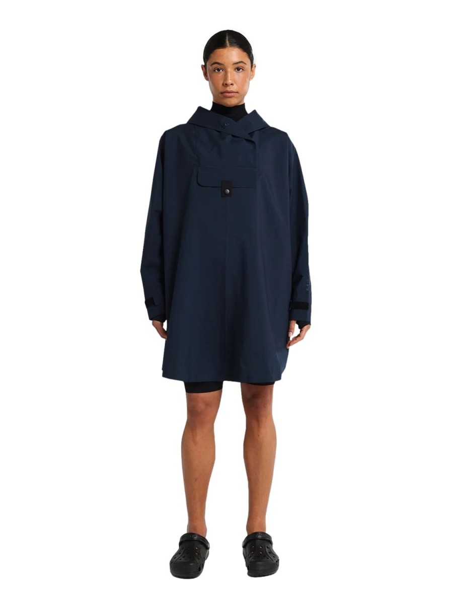 Dame Blæst | Blaest Bergen Poncho Dark Navy Jakke Morkebla