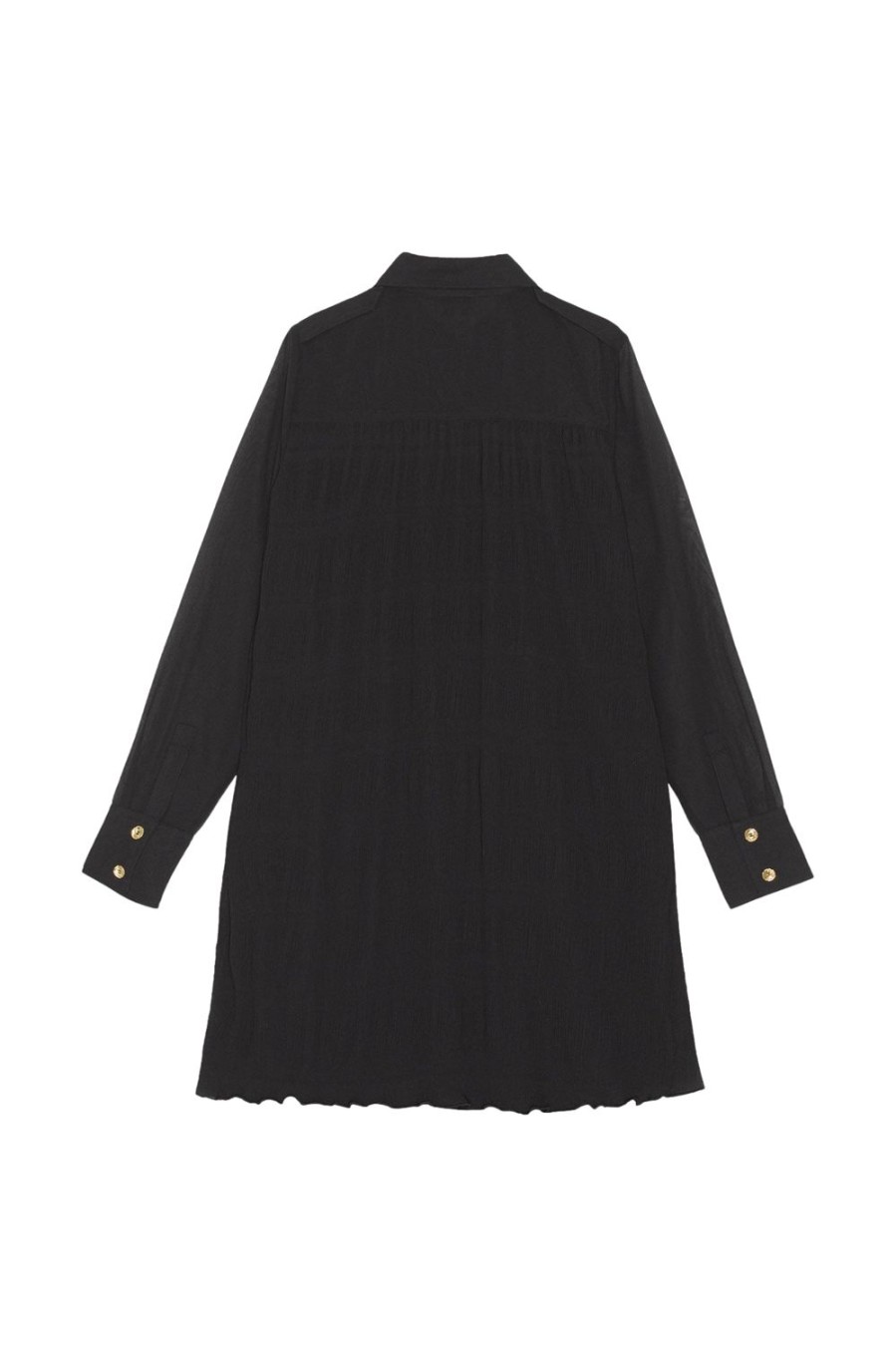 Dame Ganni | Ganni Pleated Georgette Shirt Dress Kjole Sort