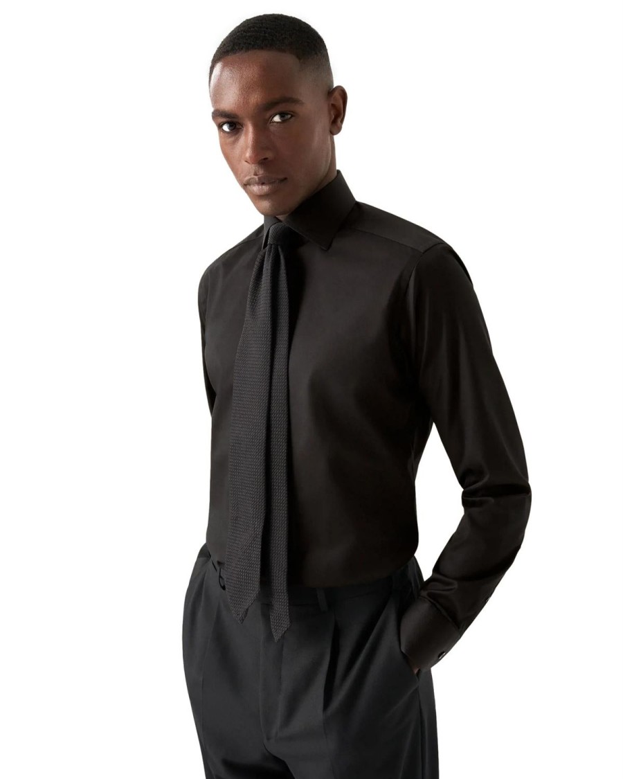 Herre Eton | Eton 3000 Slim Black Signature Twill Shirt Skjorte Sort