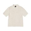 Herre Stussy | Stussy Big Mesh Polo Sweater T-Shirt Beige Gra