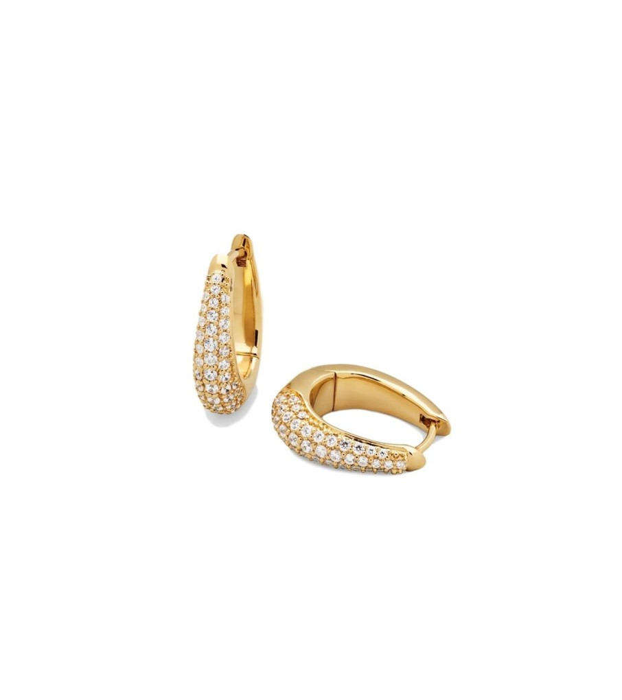 Smykker Tom Wood Jewellery | Tom Wood Jewellery Liz Hoop Pave Gold Oredobber Gull