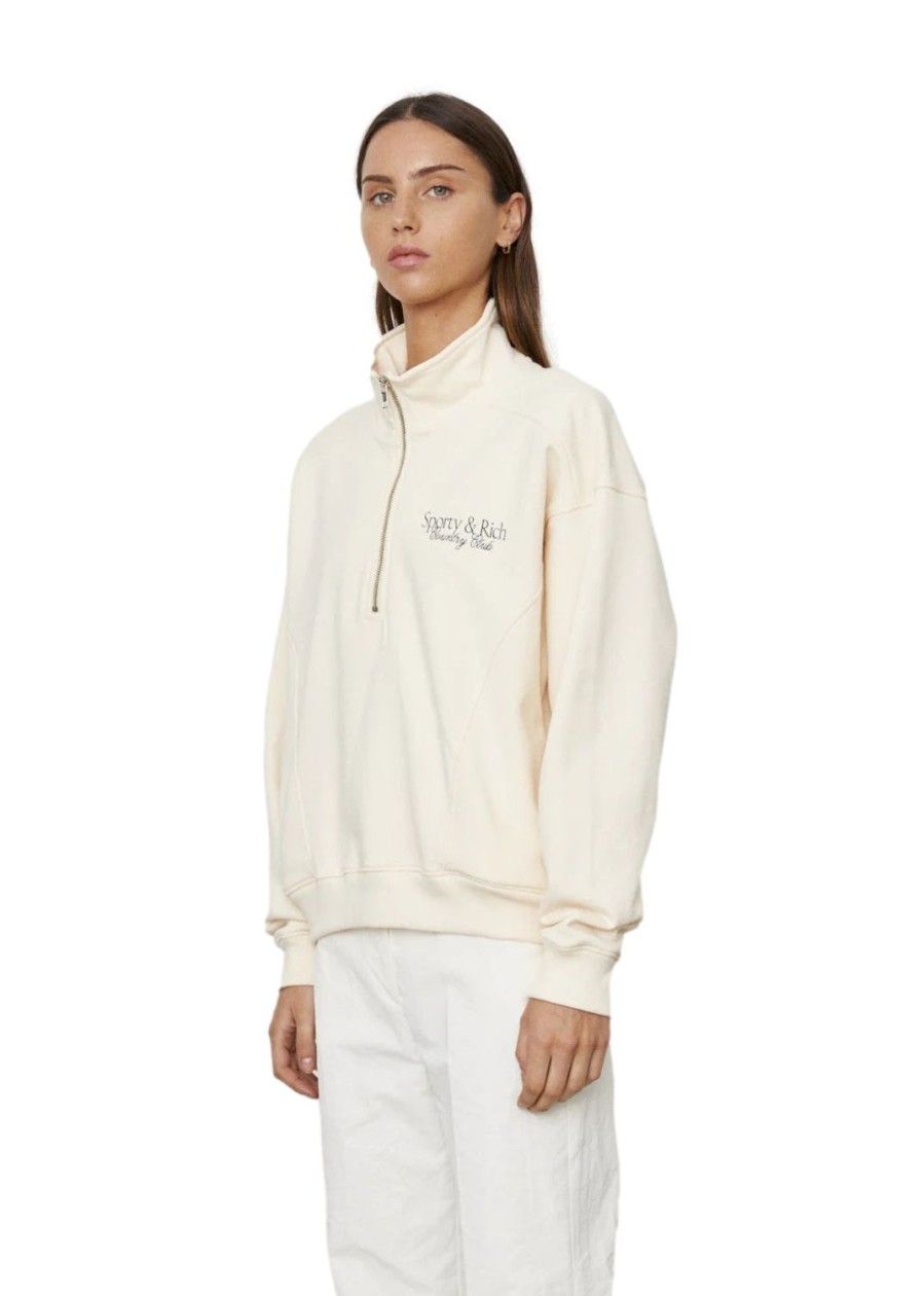 Dame Sporty u0026 Rich | Sporty & Rich Country Club Quarter Zip Genser- Beige