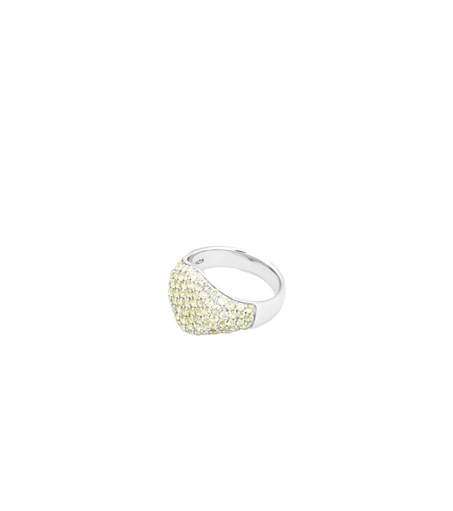 Smykker Tom Wood Jewellery | Tom Wood Jewellery Mini Oval Cocktail Green Ring Gronn