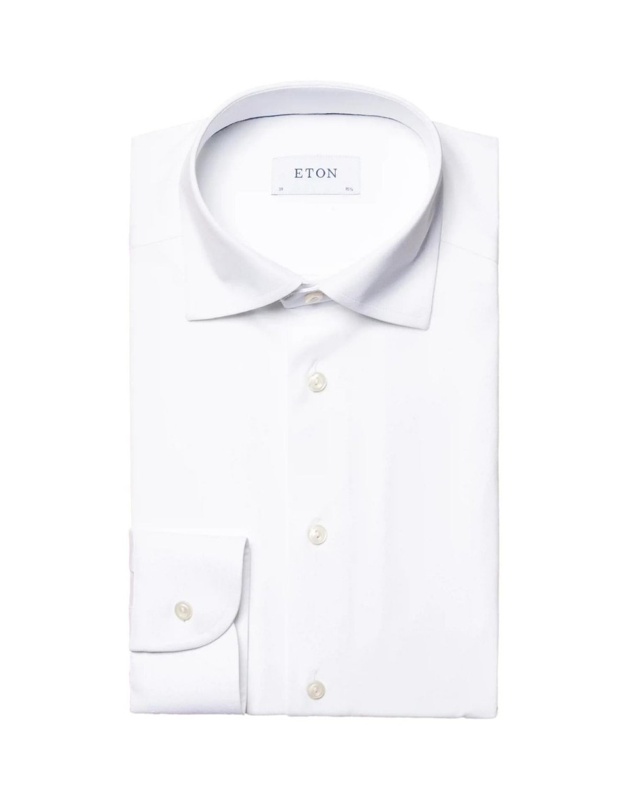 Herre Eton | Eton White Four-Way Stretch Shirt Skjorte Hvit