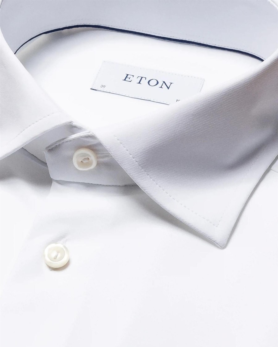 Herre Eton | Eton White Four-Way Stretch Shirt Skjorte Hvit