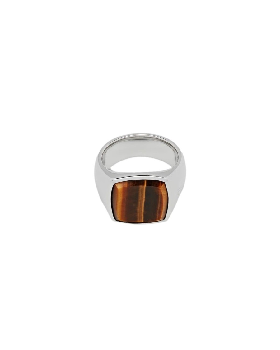 Smykker Tom Wood Jewellery | Tom Wood Jewellery Cushion Tiger Eye Ring Solv