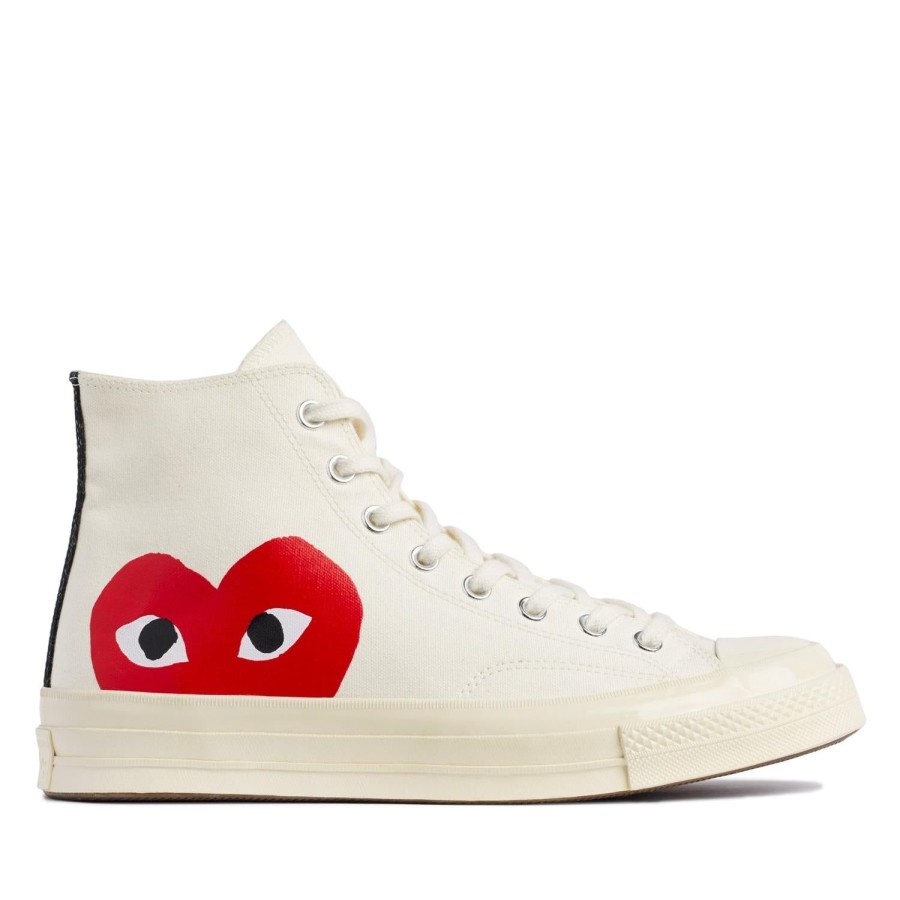 Dame Comme des Garcons Play x Converse | Comme Des Garcons Play X Converse Cdg Big Heart Hi Top White Sko Off-White