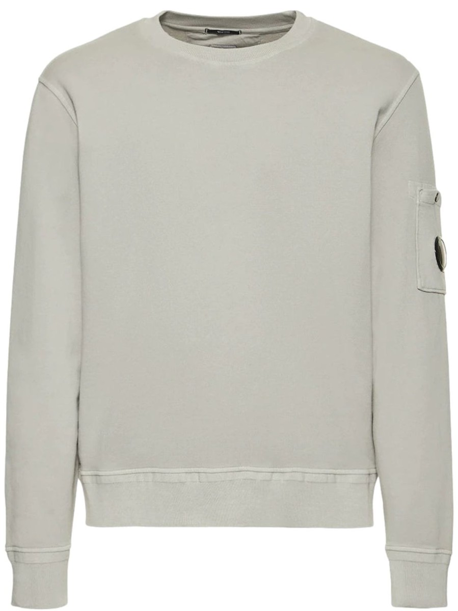 Herre CP Company | Cp Company Sweatshirts Crew Neck Genser Lysegra