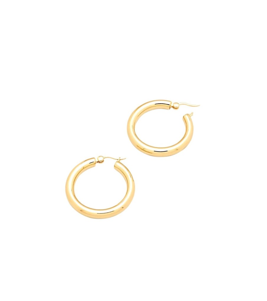 Smykker Tom Wood Jewellery | Tom Wood Jewellery Classic Hoop Thick Large Gold Oredobber Gull