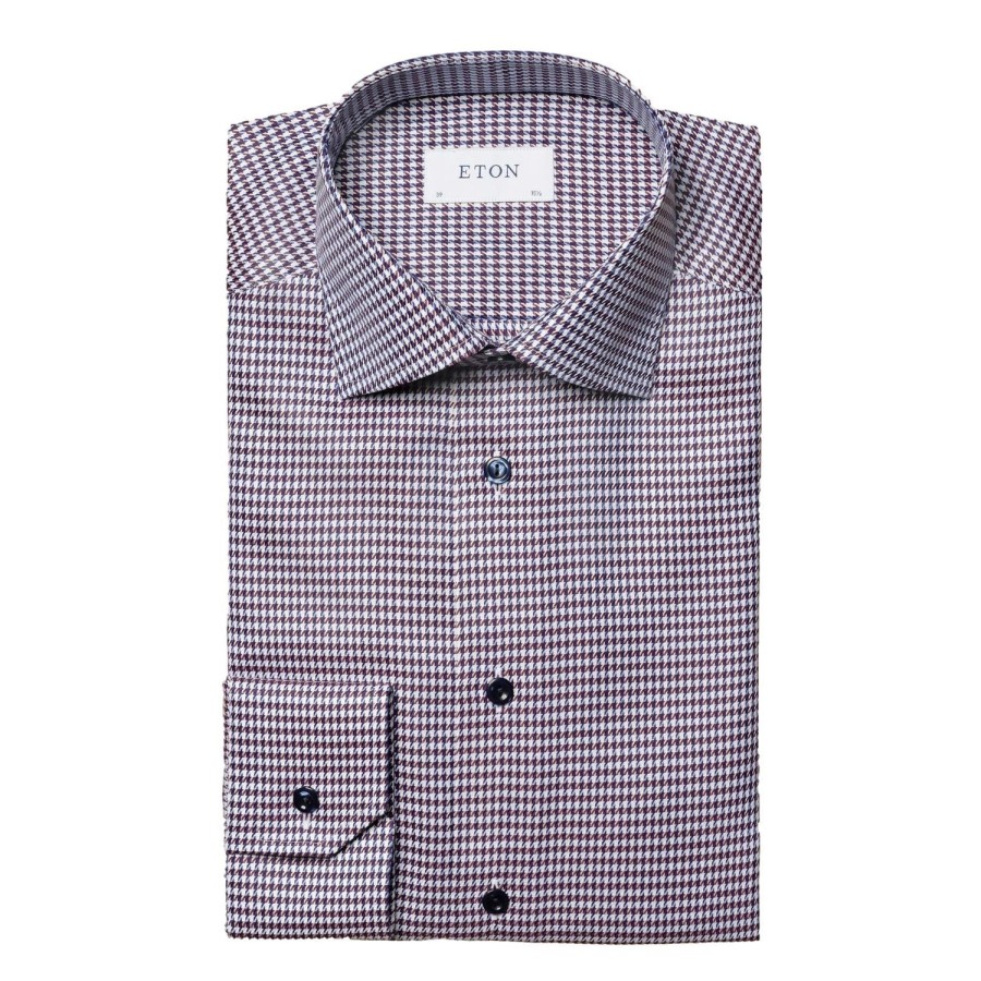 Herre Eton | Eton Slim Signature Twill Check Patter Skjorte Ruter