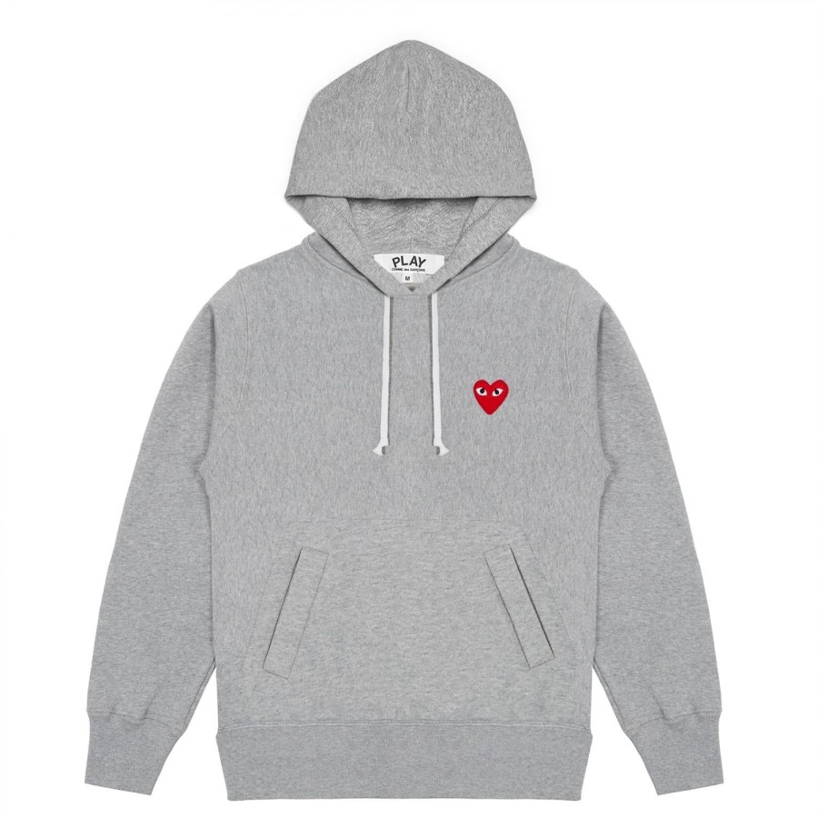 Dame Comme des Garcons Play | Comme Des Garcons Play Ladies Hooded Sweatshirt Genser- Gra