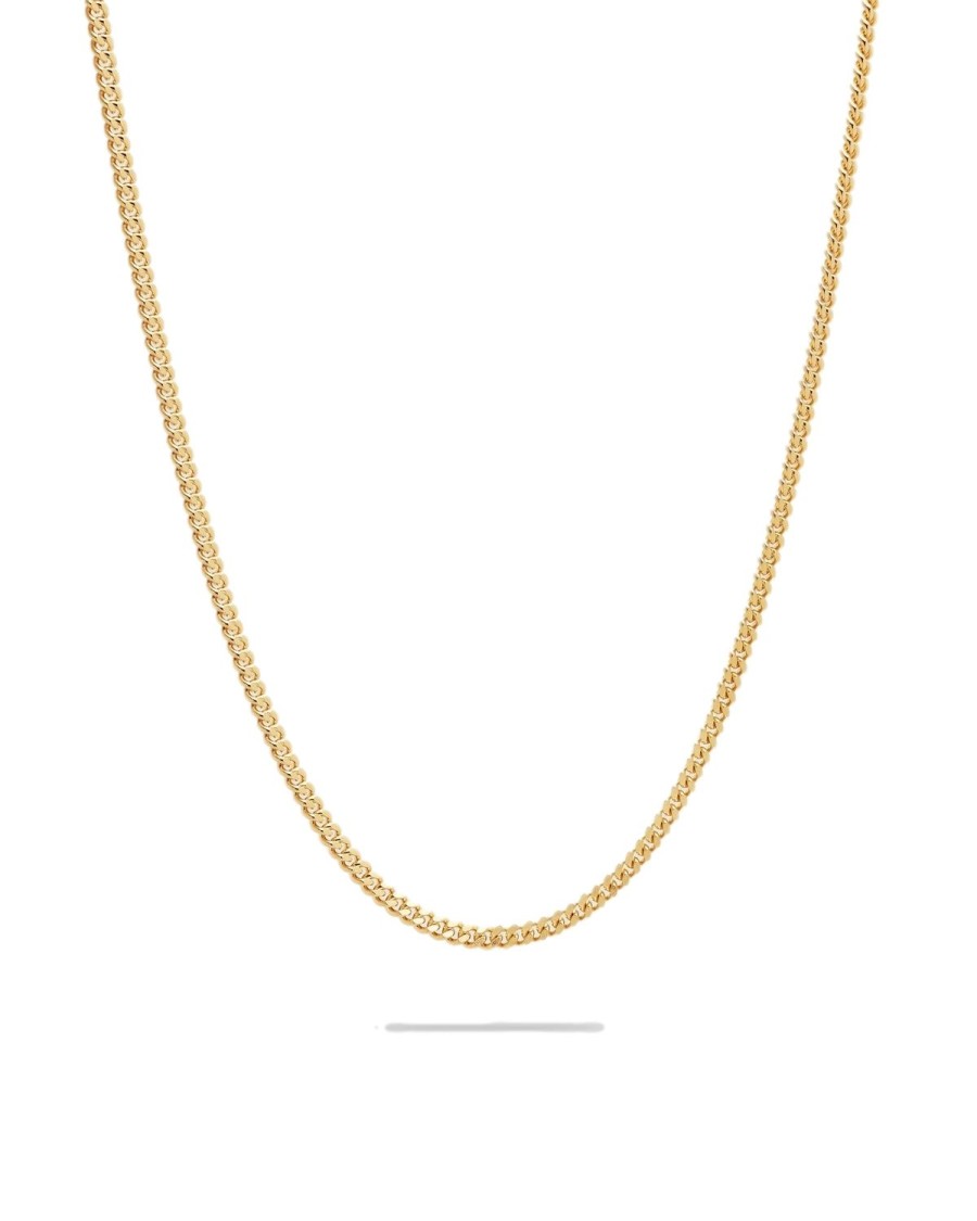 Smykker Tom Wood Jewellery | Tom Wood Jewellery Curb Chain M Gold 18Inch Smykke Gull