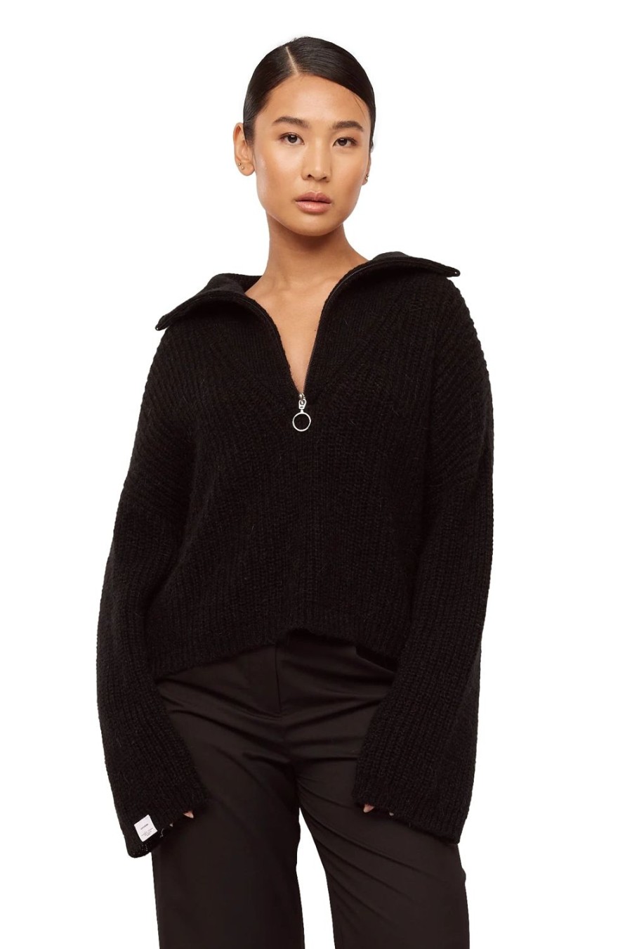 Dame Once Untold | Once Untold Florie Zip Knit Genser Sort