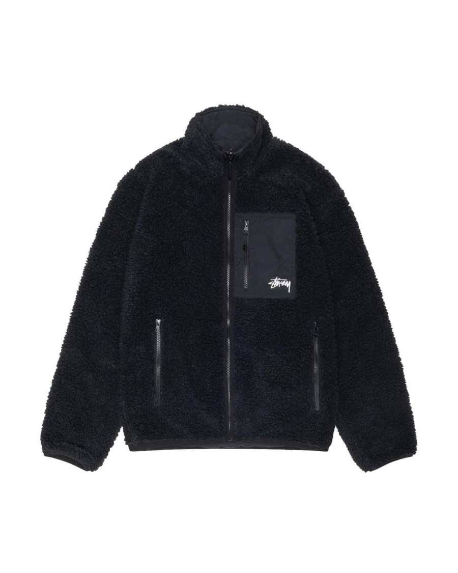 Herre Stussy | Stussy Sherpa Reversible Jacket Jakke Sort