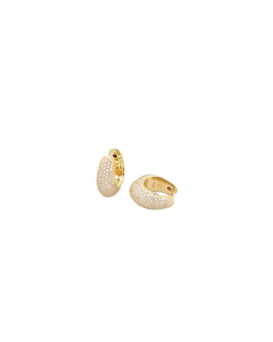 Smykker Tom Wood Jewellery | Tom Wood Jewellery Ice Hoop Small Pave Gold Oredobber Gull