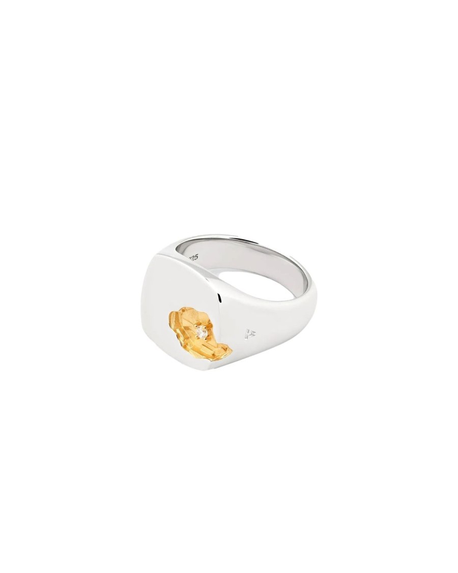 Smykker Tom Wood Jewellery | Tom Wood Jewellery Mined Ring Large Diamond Ring Solv