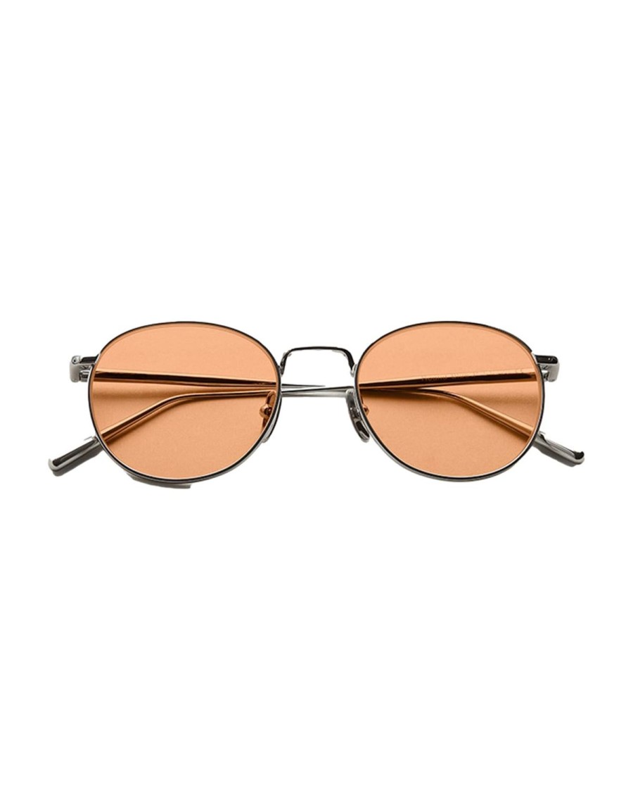 Dame Chimi Eyewear | Chimi Eyewear Round Silver/Orange Solbriller Solv / Gul