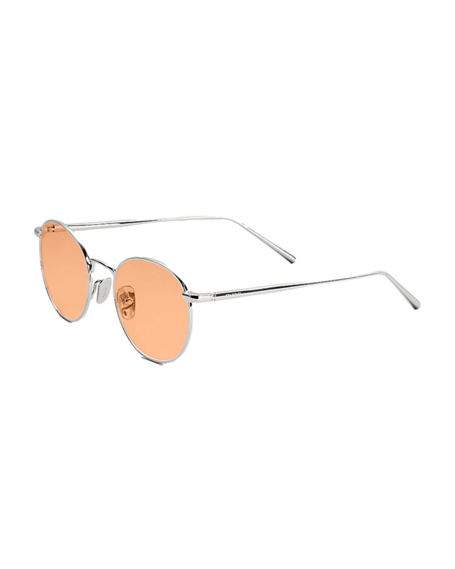 Dame Chimi Eyewear | Chimi Eyewear Round Silver/Orange Solbriller Solv / Gul