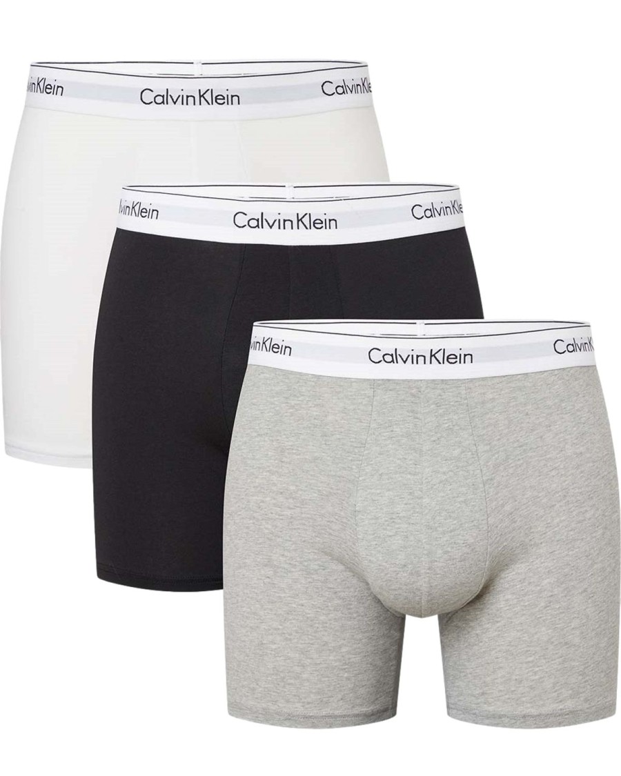 Herre Calvin Klein Underwear | Calvin Klein Underwear 3Pk Boxer Brief Black/White/Grey Heather Undertoy Multi